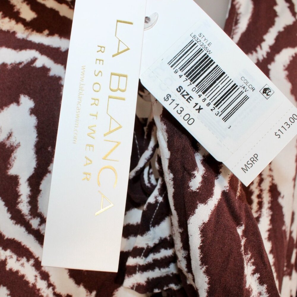 La Blanca Plus Size 1X Fierce Lace-Up Tunic Zebra Animal Print Swim Coverup $144 - Picture 7 of 8
